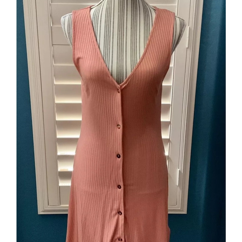NWT Roxy Dream Do Buttoned Rib Knit Tank Dress Tawny Orange Size M Medium - Picture 11 of 11